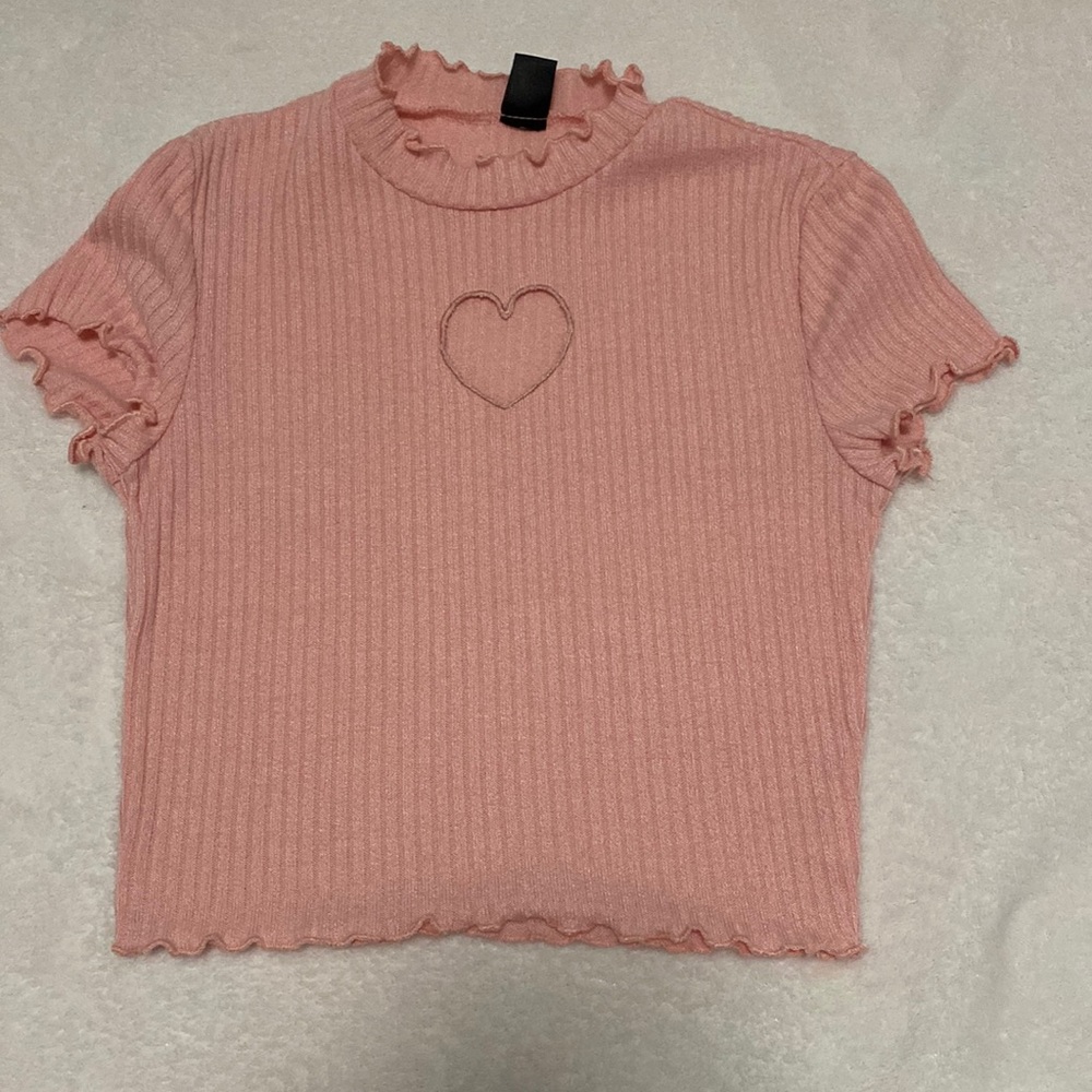pink heart cut out top